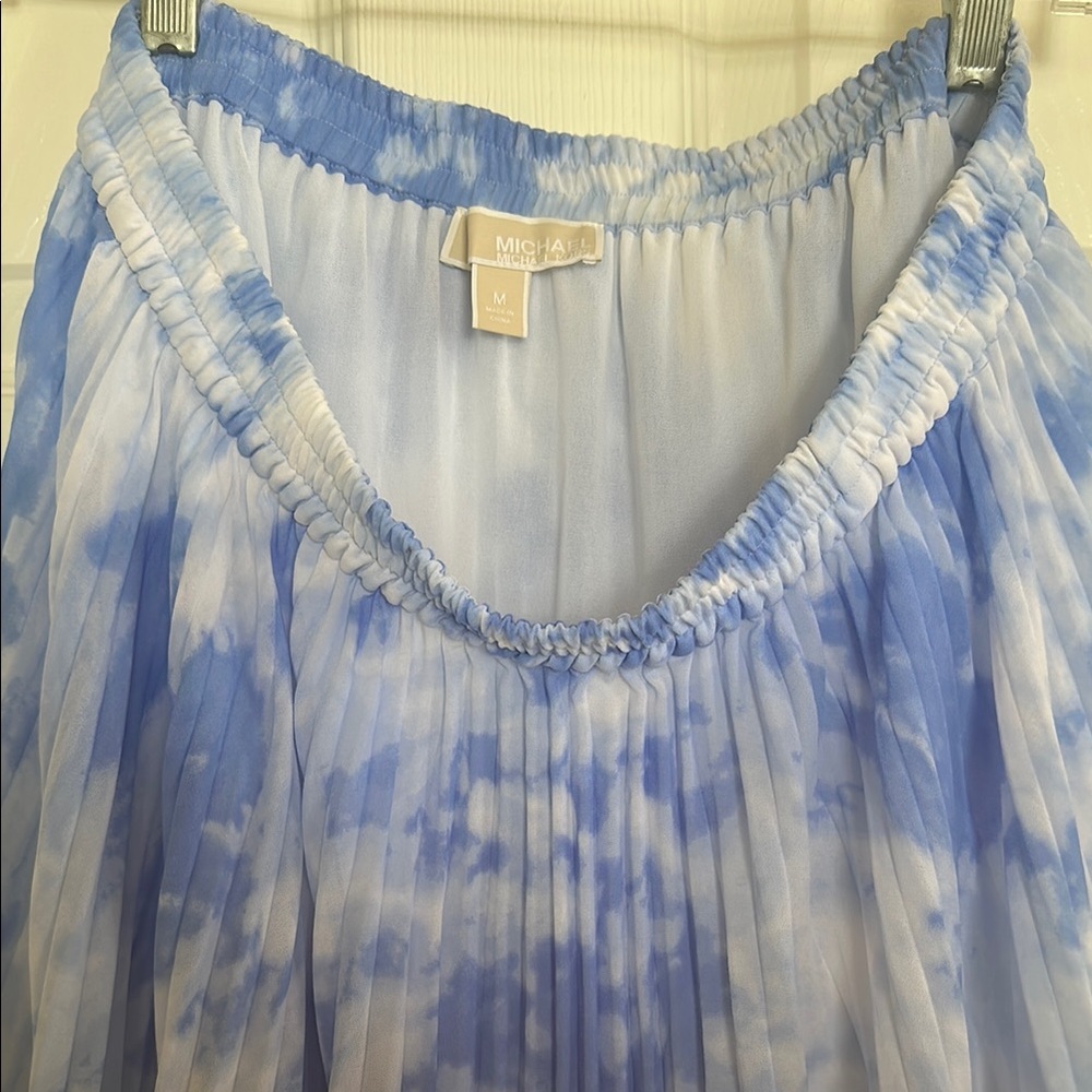 Michael Kors Blue Pleated A-Line Skirt